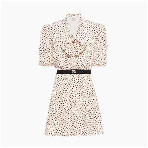 miu miu printed crepe dress|Crepe de chine mini.